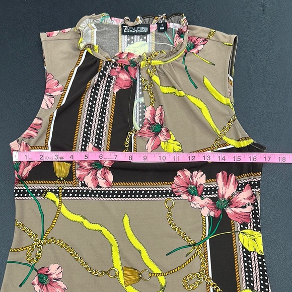 New York & Company Floral Keyhole Blouse - Brown and Pink - Picture 5 of 7